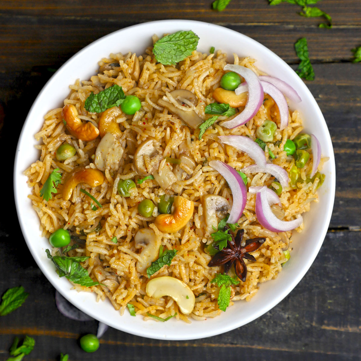 Cashew Mushroom Pulav/Biryani