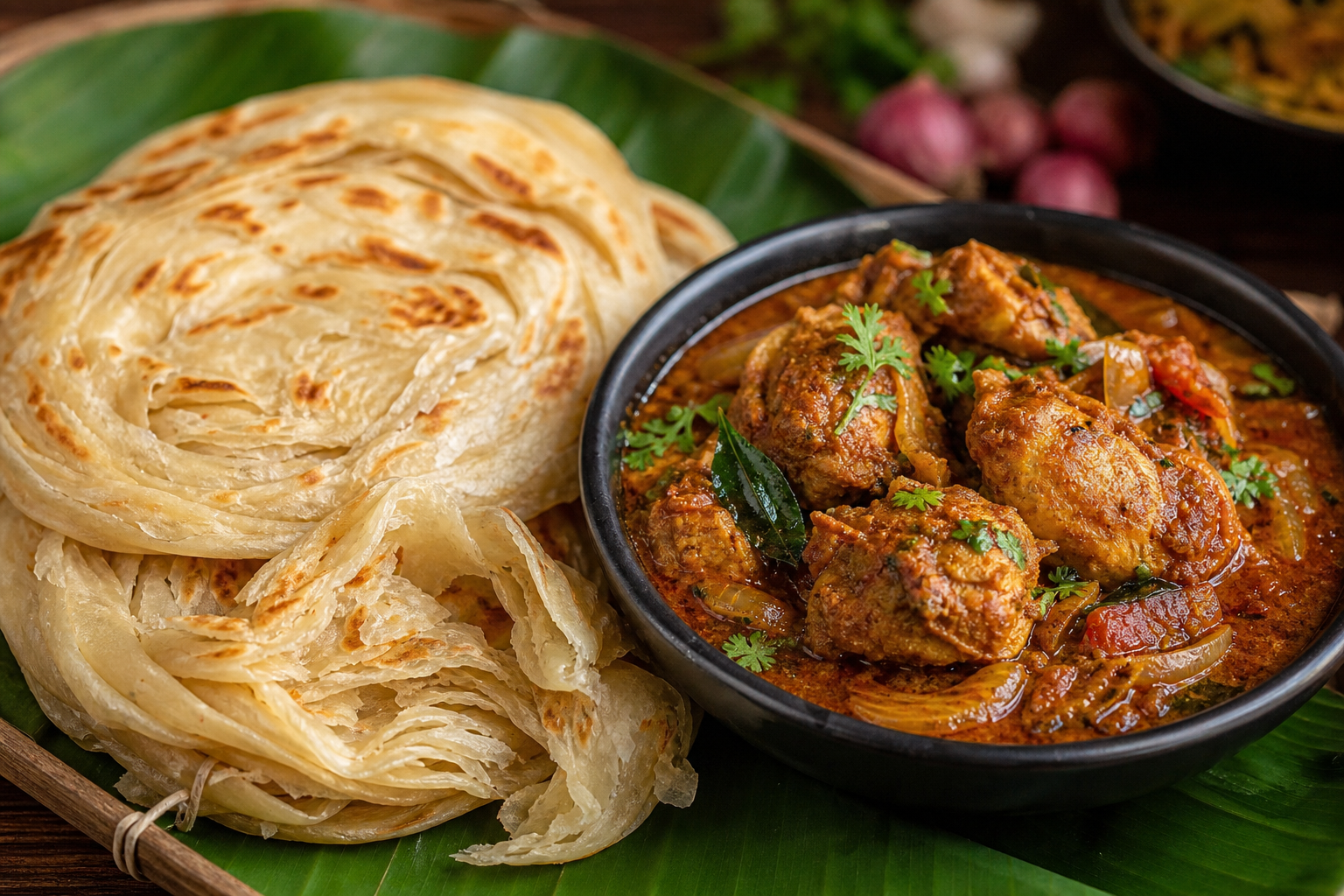 Parotta with Chicken Curry
