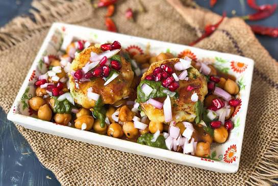 Aloo Tikki Chaat with Chana