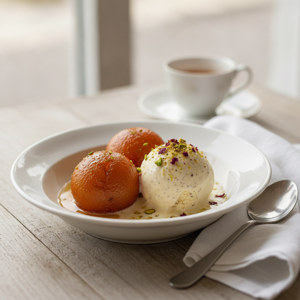 Gulab Jamun With Ice Cream