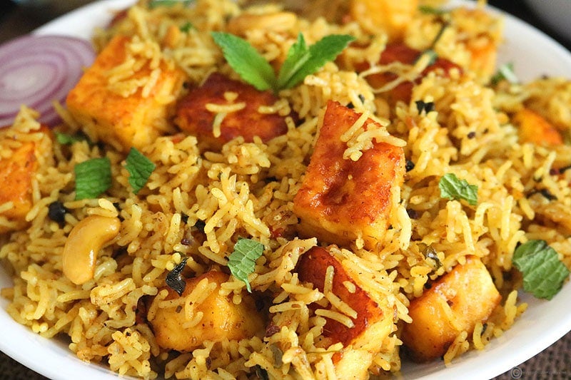 Kaju paneer biryani